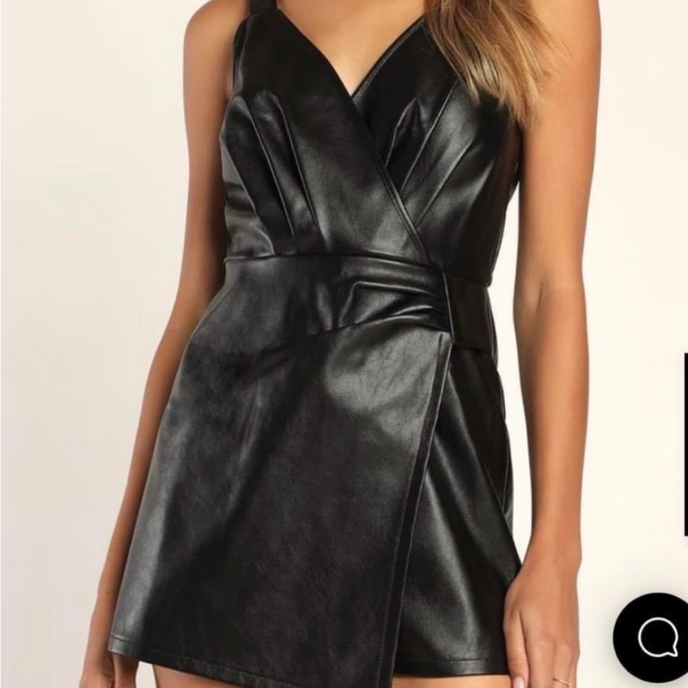 Lulu's Black Faux Leather Mini Dress
